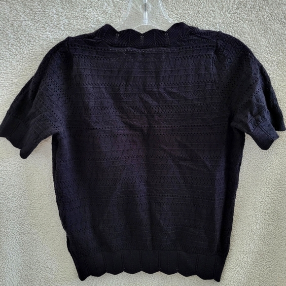 Knit Mix Solid Scallop Trim Knit Top - Picture 2 of 5